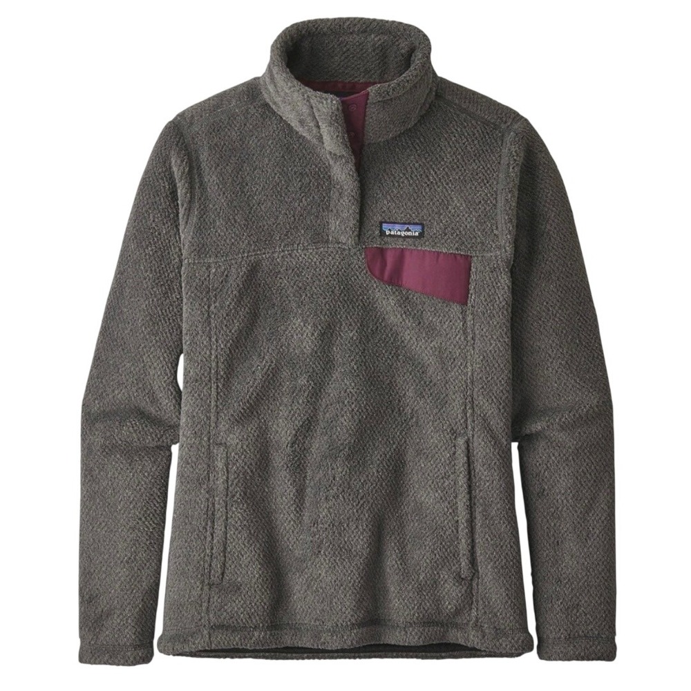Patagonia Worn Wear Polartec Fleece Jacket Feather Gray Balsamic Burgundy Medium
